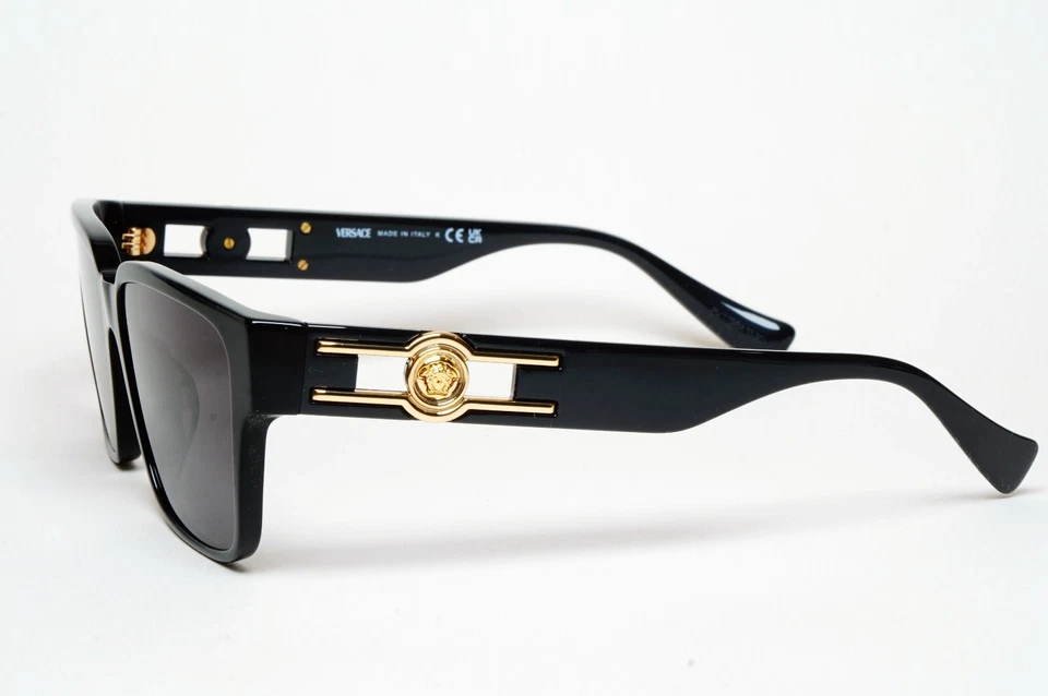 Gafas de sol Versace negras doradas cuadradas Medusa MOD VE 3346-F GB1 55 mm Foto 3 de 4