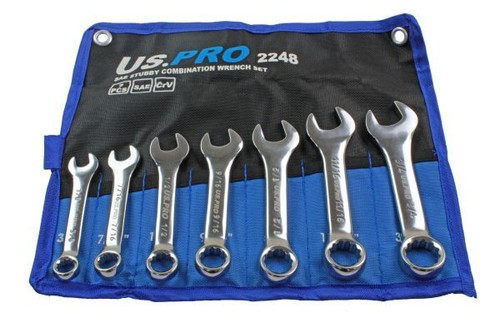 US Pro 7pc SAE AF STUBBY COMBINATION WRENCH SET B2248 - Picture 3 of 3