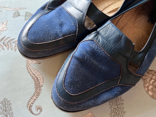 BALLY Tahiti Vintage Blue Leather Men's Shoes Sz 8 M - Picture 10 of 19