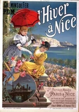 Paris and Nice Travel Poster Print  Reproduction Giclee Print 11x17