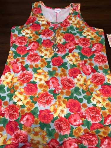 NWT Lularoe 2XL Dani Blue Pink Yellow Gold Green Floral Long Column Dress - Picture 5 of 9