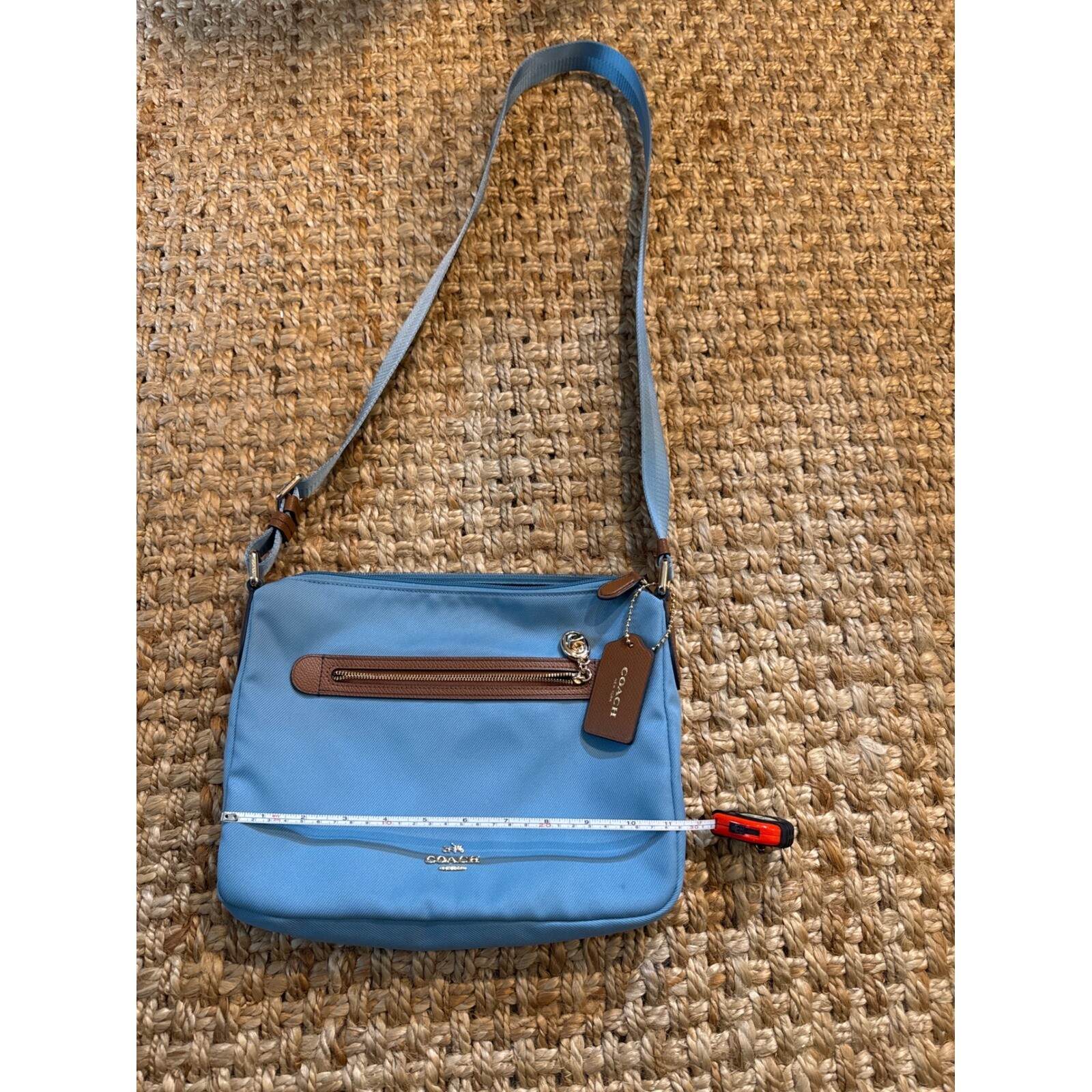 Coach Light Blue Crossbody Bag with Brown Trim - Everyday Purse-image