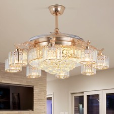 Gold Luxury Crystal LED Chandelier 8-Lights R...