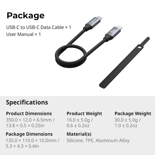 SmallRig USB C to USB C Data Cable 1.15ft/ 35cm/ 13.8" for iPhone / Camera 4788 - Picture 6 of 6