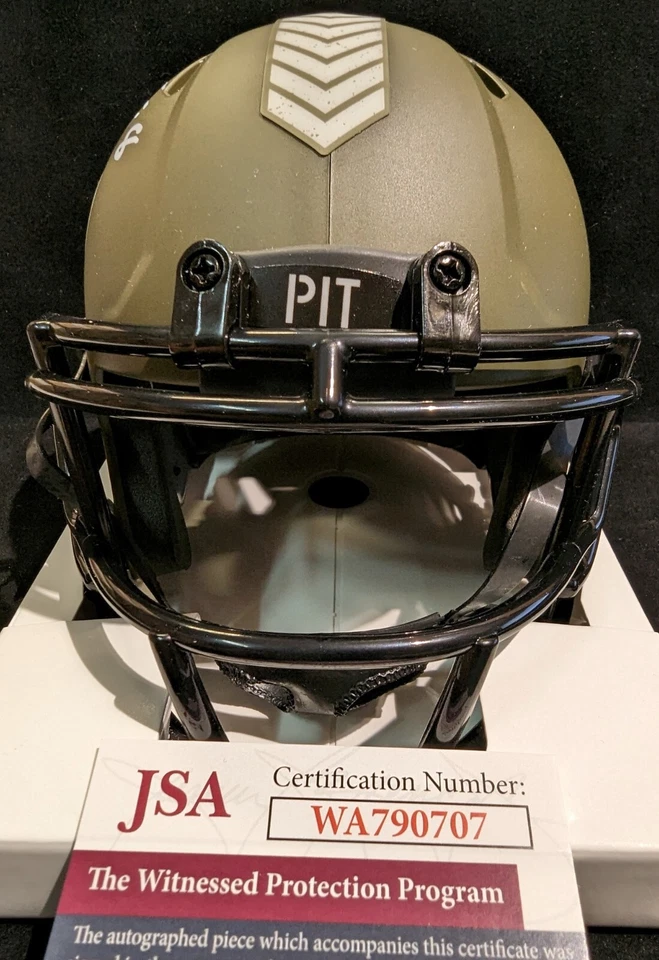 PITTSBURGH STEELERS JACK HAM SIGNED INSCRIBED SALUTE MINI HELMET JSA COA - Image 3 of 3