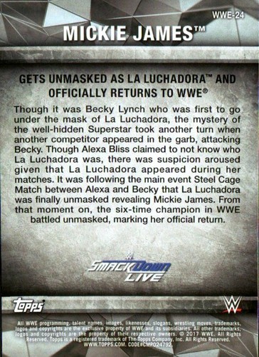 2017 Topps WWE Women's Division - WWE Matches and Moments #WWE-24 Mickie James - Picture 2 of 2