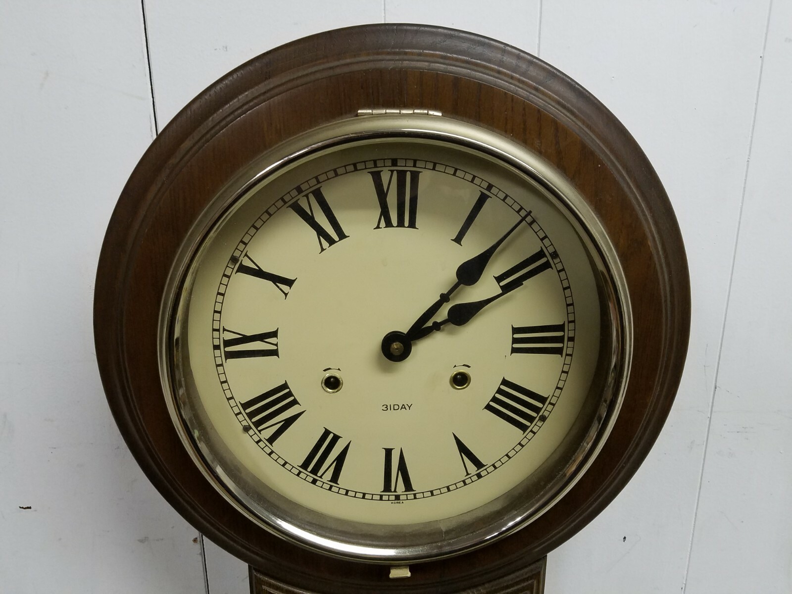 Vtg 31Day Regulator Pendulum Chiming Wall Clock, Key Wind 1/2 Hour