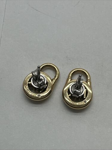 Michael Kors Gold Tone Pave Crystal Padlock Stud Earrings Steel - Picture 4 of 4