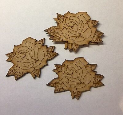 wooden Flower 3cm/30mm Craft Embellishment 3mm thick MDF Laser cut wood shape