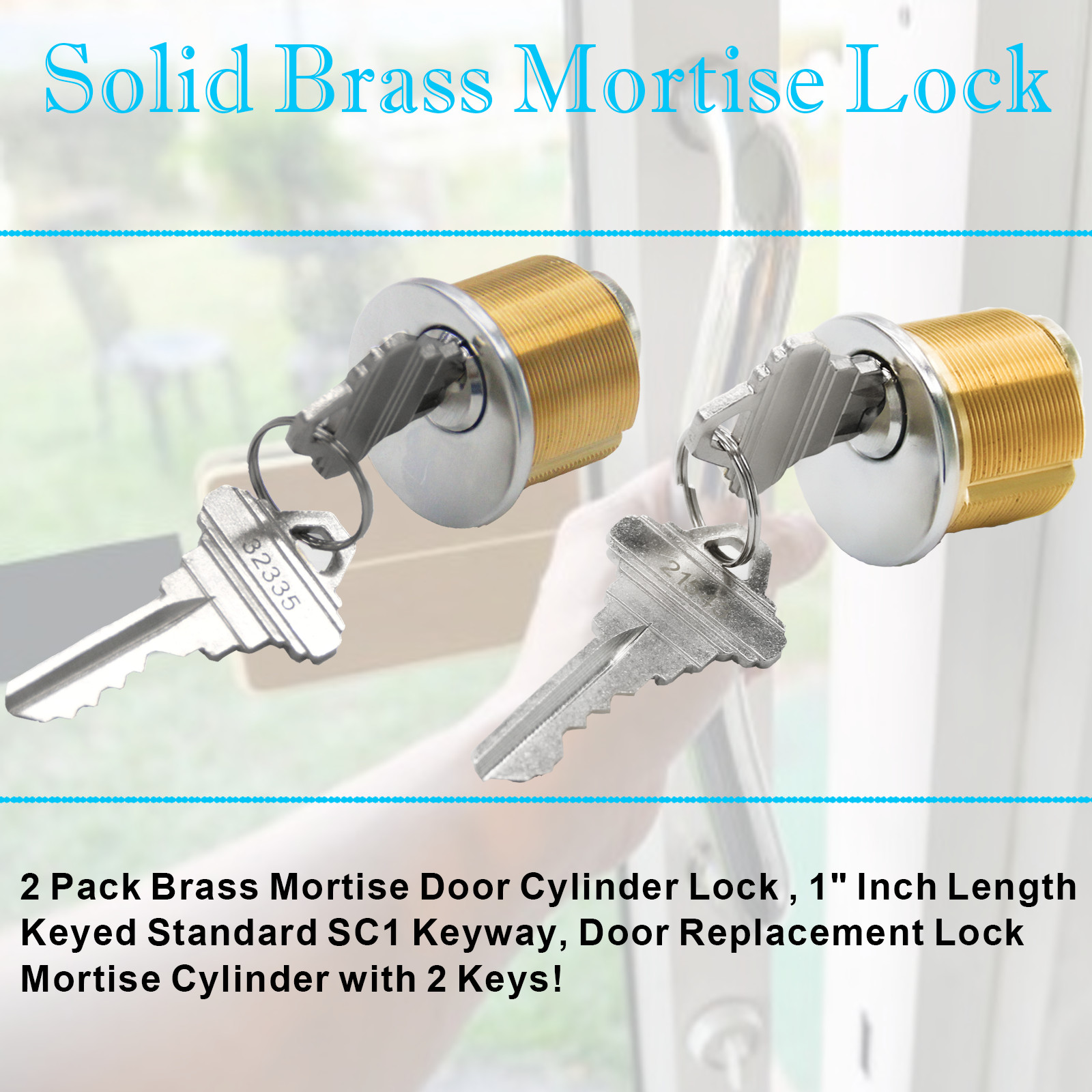 2PCSMortise Lock SC1 Cylinders Adams Rite KD Type Brass 1'' Mortise Cylinder