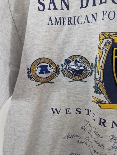 Vtg Nutmeg San Diego Chargers T-shirt Embroidered NFL Las Vegas XL Made In USA - Picture 5 of 11