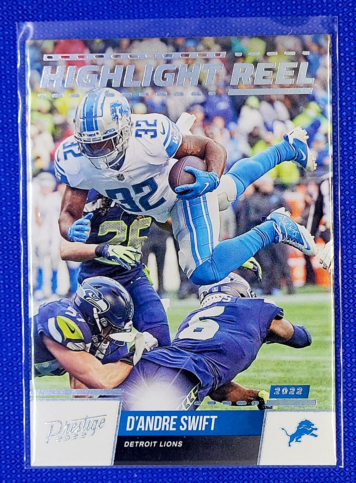 D'Andre Swift 2022 Panini Prestige Football Highlight Reel #HR-16 Detroit Lions