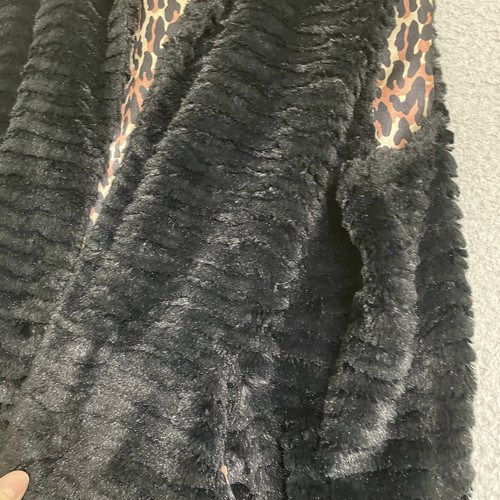 Betsey Johnson Größe Large schwarz Kunstfell Weste Taschen Haken & Ösen Kragen - Bild 5 von 9