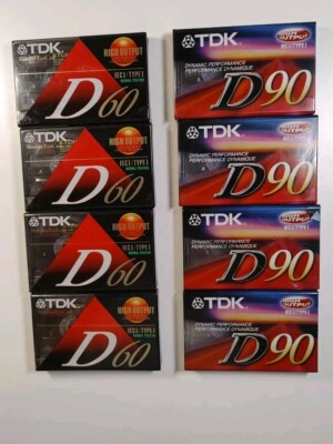 TDK D90 Lot Sealed Cassette Tape 8pc-High Output IEC1/Type1 Blank. VTG