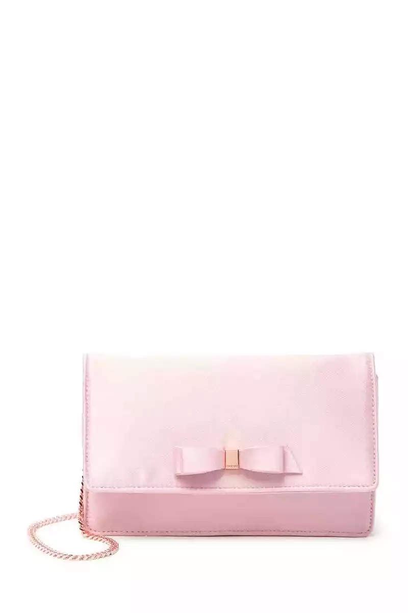 Ted Baker London Zandra Satin Bow Envelop Evening Bag Light Pink NWT