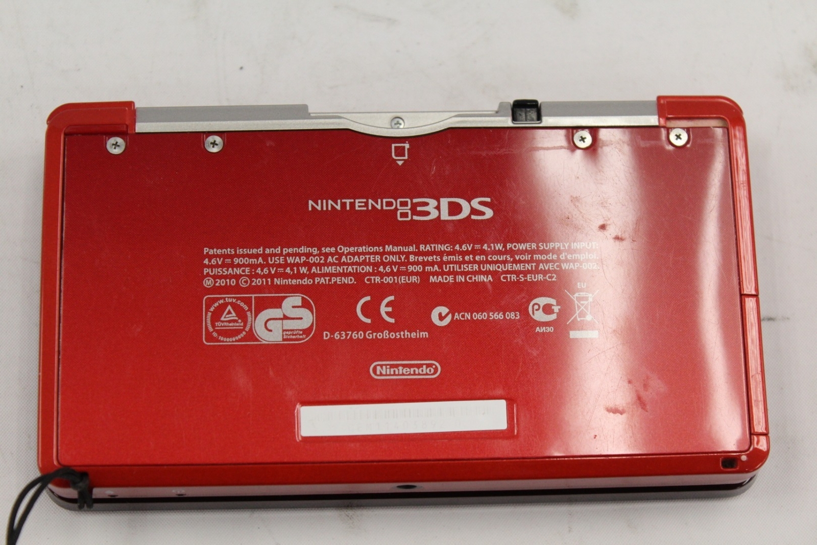 NINTENDO 3DS Handheld Game Console In Red w/1 Game (Thumbstick Damaged