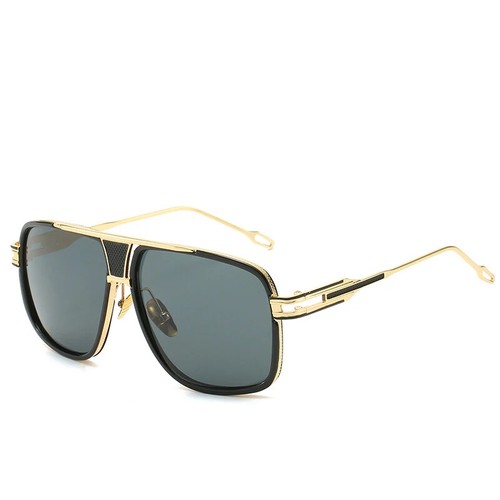 Occhiali da sole retrò metallo sfumato montatura quadrata donna/uomo marca designer vintage - Foto 20 di 27