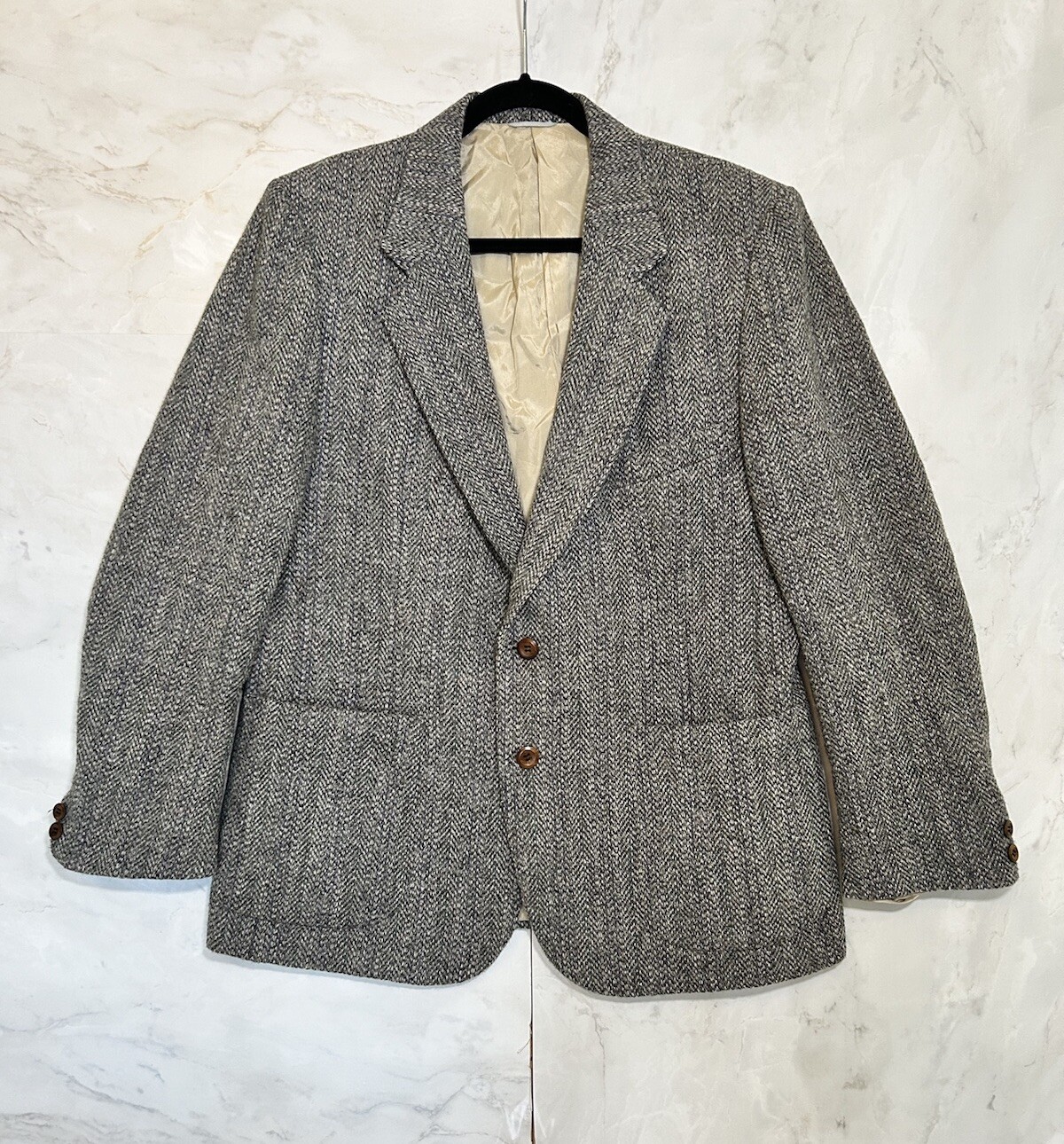 Giacca blazer Harris tweed fila ambasciata uomo 43 pit to pit grigio lana