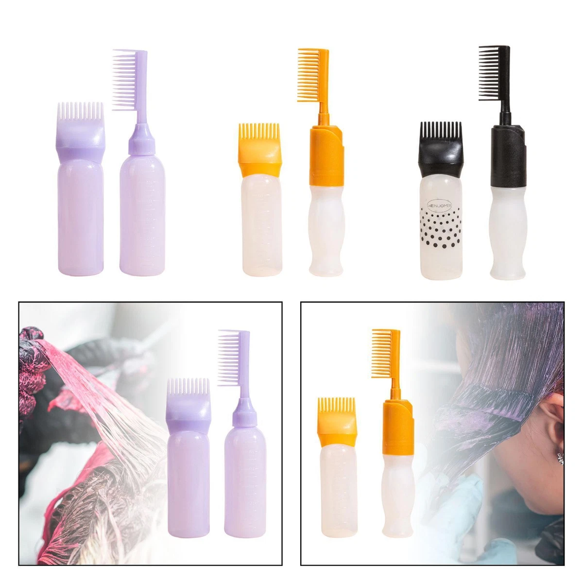 2x Root Comb Applicator Bottle 120ml Hair Oil Applicator Brush Easy to  Clean