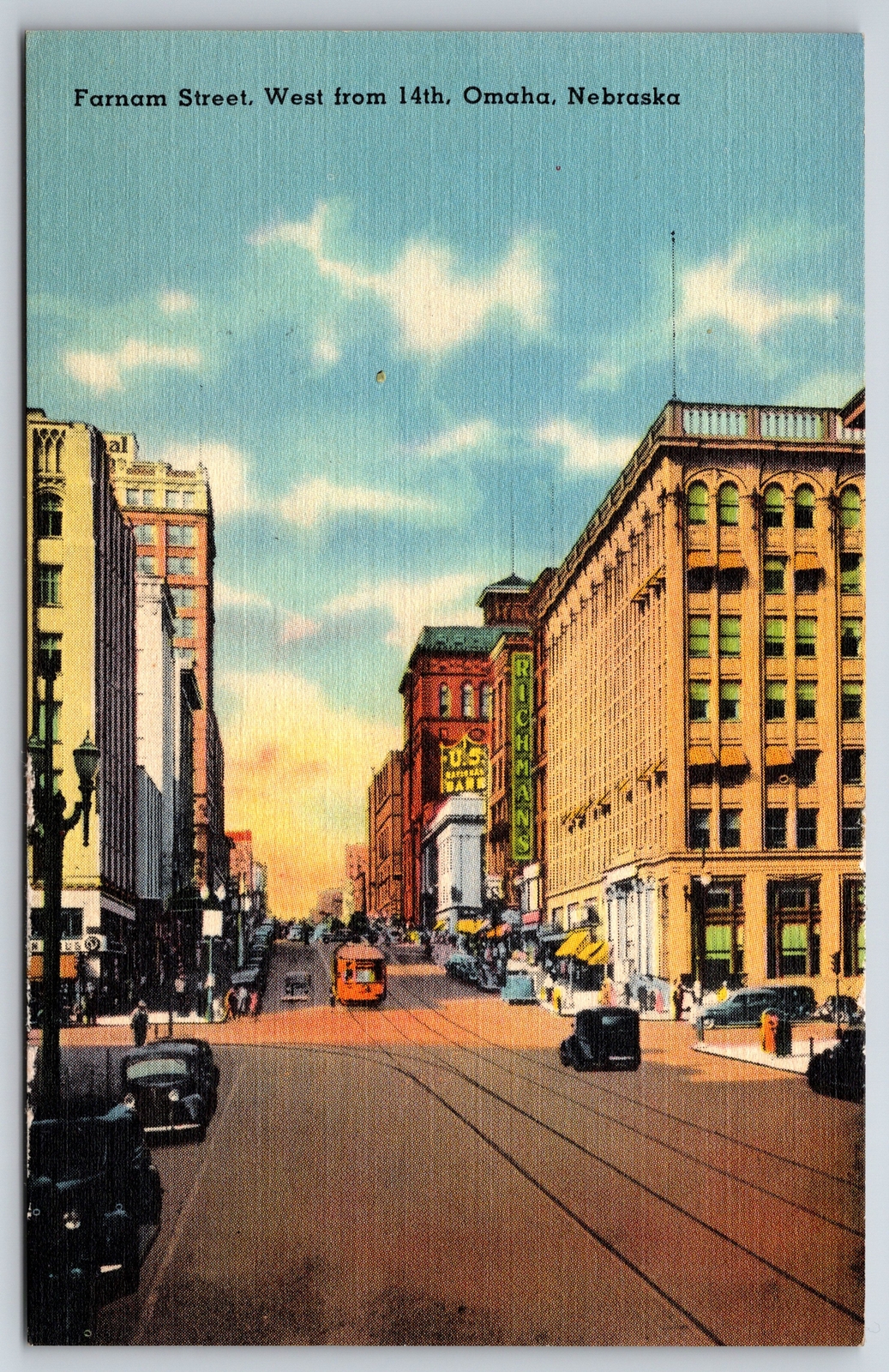 Omaha NebraskaDowntown Farnam StreetUS National Bank1940s Linen