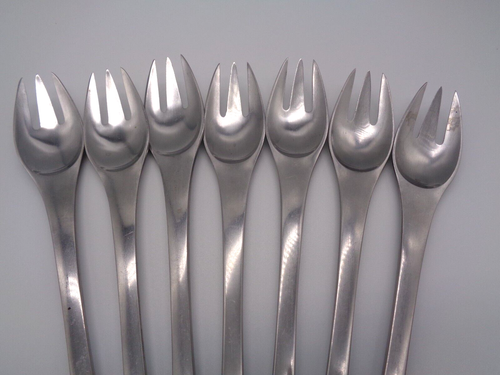 Vintage Set of 7 DANSK ODIN Salad FORKS Germany Stainless MCM 7" - Picture 2 of 4