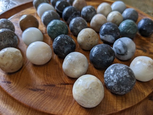 Handmade Moroccan 5 X Stone Marbles Pieces for Solitaire ETC SPARES - Picture 2 of 5
