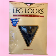 Leg Looks Fashion Vintage Control Top Pantyhose NAVY FLOWER DOT size Long 2 PAIR