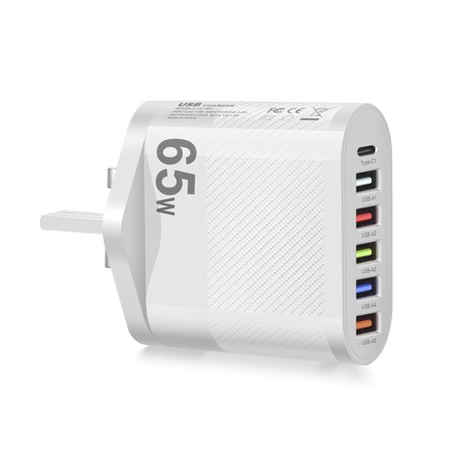 Super Fast Charge Wall Charger 65W 5 USB Port Type C Universal Power Adapter US - Photo 11 sur 12