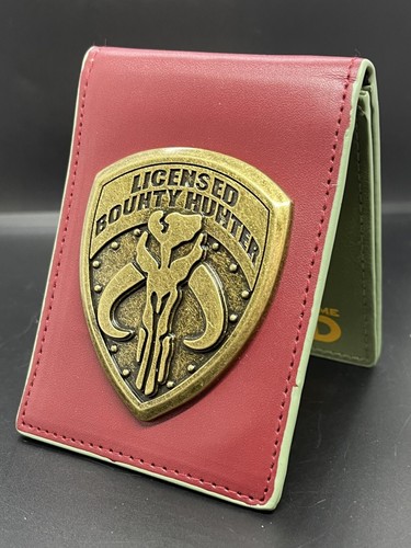 Star Wars Boba Fett Licensed Bounty Hunter Badge Bi-fold Red Green Wallet NEW