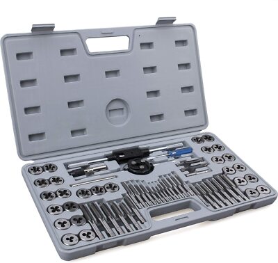 60pc Master Tap & Die Set SAE Metric Standard Taps Dies Threading Rethreading
