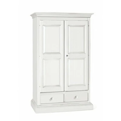 Armoire Portes Battantes Blanc Opaque Classique 2 Portes 2 Tiroirs ART POVERA - Photo 1/2