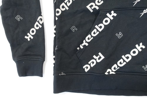 REEBOK HB5976 BLACK LARGE LOGO PRINT SWEATSHIRT HOODIE SWEATER MENS NWT NEW - 第 2/8 張圖片