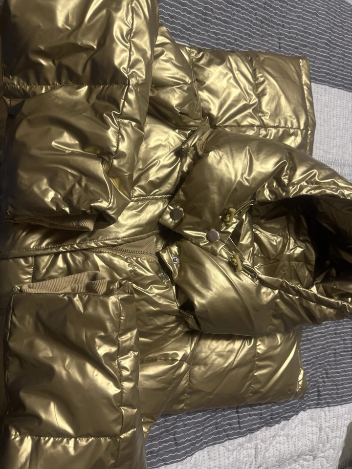 NEW GRACE KARIN Women's Medium COLOR GOLD Long Puffer Coat with Removable Hood - Image 4 of 4