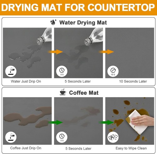 Dish Drying Mats for Kitchen Counter, Waterproof Coffee Mat for Countertop, Unde - Picture 3 of 8