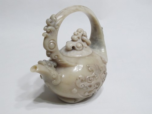 Fine Chinese Balin Soapstone Carved Teapot With signature - Picture 7 of 24