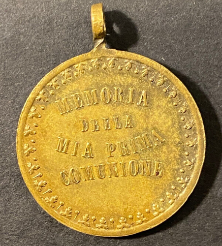 Italy First Communion Medal Antique hand made Italian - Picture 2 of 3
