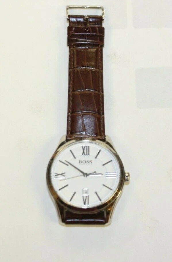 Hugo Boss Mens Brown White Silver Quartz Watch HB 225.1.14.2679