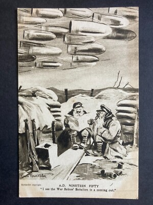 A.D. Nineteen Fifty Vintage Bruce Bairnsfather WW1 Comic Postkarte B43