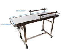 110V 53"*15.7" PVC Belt Conveyor Stainless Steel w/Double Guardrail