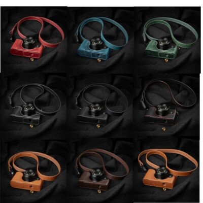 For FUJIFILM X20 X10 Cowhide Leather Half Camera Case Bag Cover Shoulder Strap