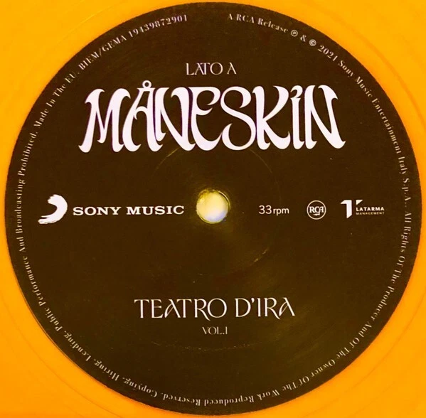 LP / VINYL LIGHT ORANGE TRANSPARENT Maneskin – Teatro D'Ira - Vol.I - Bild 3 von 4