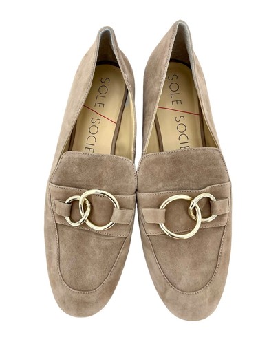 Sole Society Women's Shoes Loafers Tan Suede Leather Slip On Flats SZ 8 SH34 - Picture 3 of 11