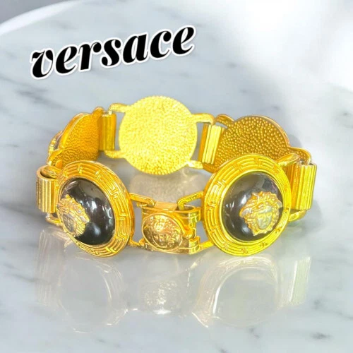 Bracciale Versace Medusa Made in Italy Oro Nero Raro Accessori Moda Italia