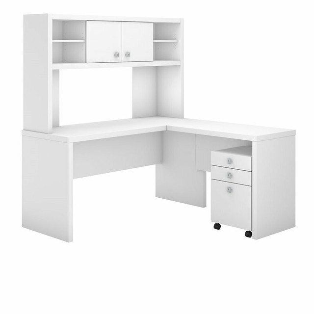 Echo L Shaped Desk With Hutch And Mobile File Cabinet