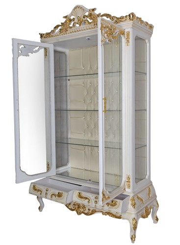 Armario Barroco XXL Vitrina Antiguo Estante de Vidrio Escaparate Rococó 224cm - Imagen 3 de 7