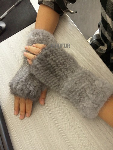 Winter Frauen Echt Gestrickte Nerz Fingerlose Handschuhe Keyboard Mittens - Foto 20 di 52