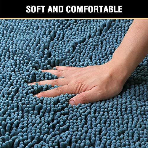 Bathroom Rugs Luxury Chenille 2 Piece Mats, 20" x 32" Plus 20" x 20" Dark Teal - Picture 5 of 7
