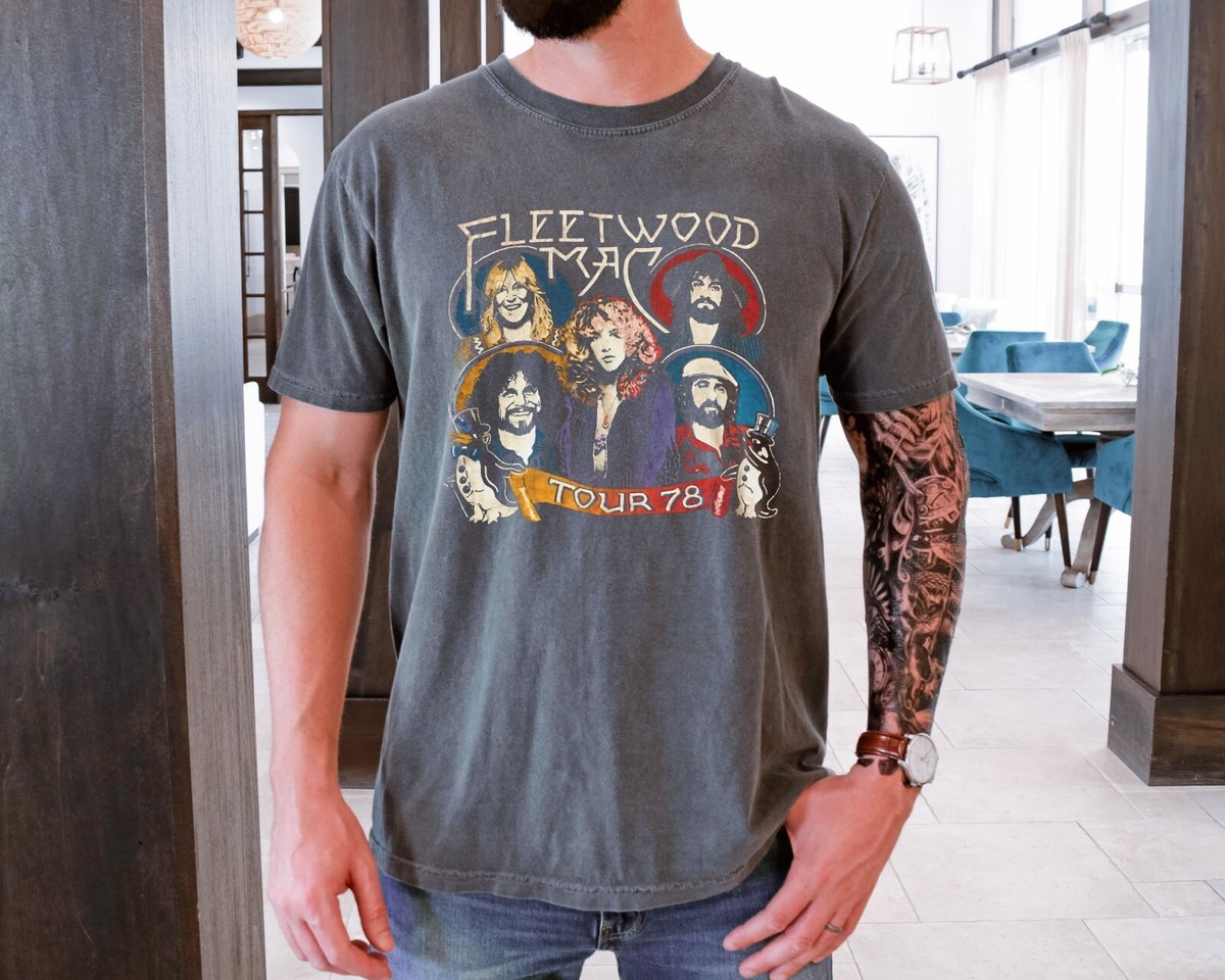 Fleetwood Mac Tour 78 T-Shirt Rock Band on Vintage Black Comfort 