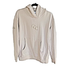 Adidas Adicross Beige Hoodie Golf Sweatshirt Front Embroidery  Back Print Sz M