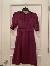 JUICY COUTURE Vintage Belted Dress Burgundy Wine Puff Sleeve Medium